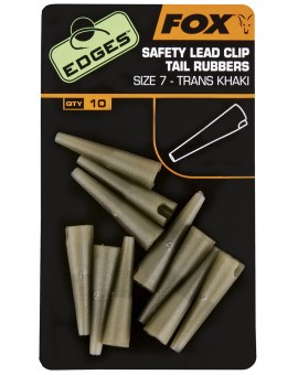 Mete FOX EDGES SAFETY LEAD CLIPS TAIL RUBBERS TRANS KHAKI SIZE 7